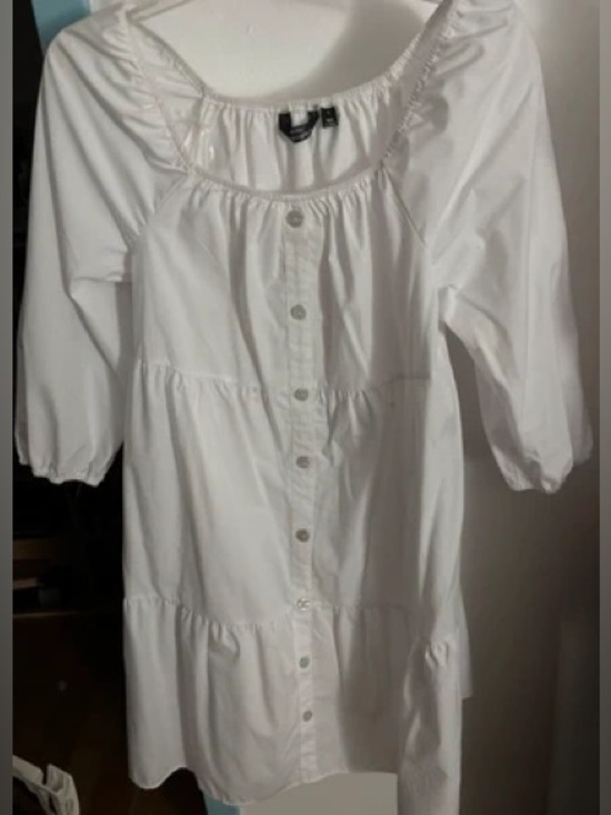 Mlle Gabrielle Dresses & Skirts - Mlle Gabrielle White Tiered Button-Front Dress